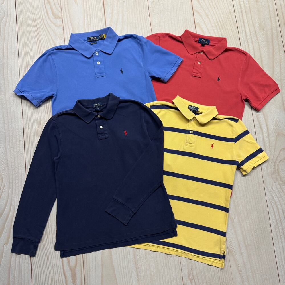 Lot of 4 Polo Ralph Lauren Boys Size L (14-16) Collared Polo Shirt